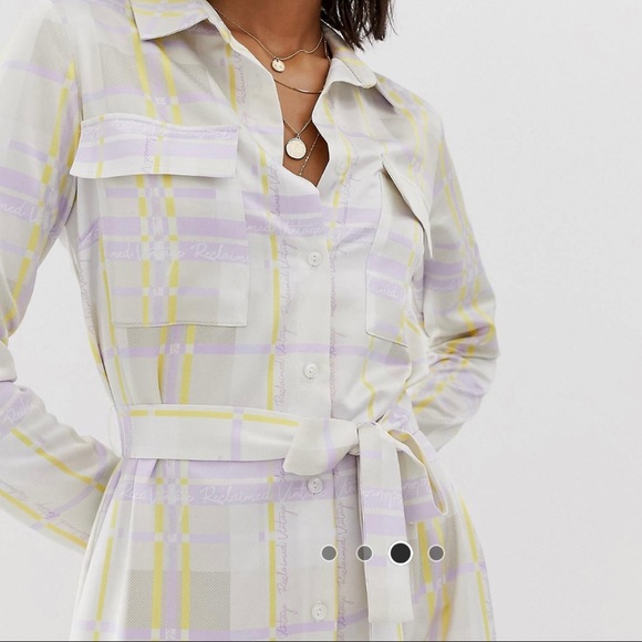 Reclaimed Vintage midi shirt dress in logo check print - Picture 2 of 8